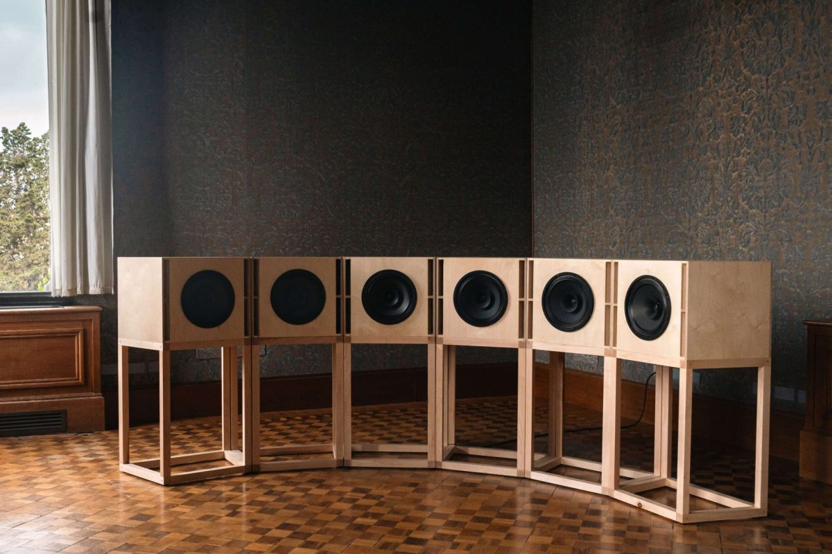 Cross Talk, 2024Sound installation with Wood and SpeakersExhibition view at 60th Venice Biennale