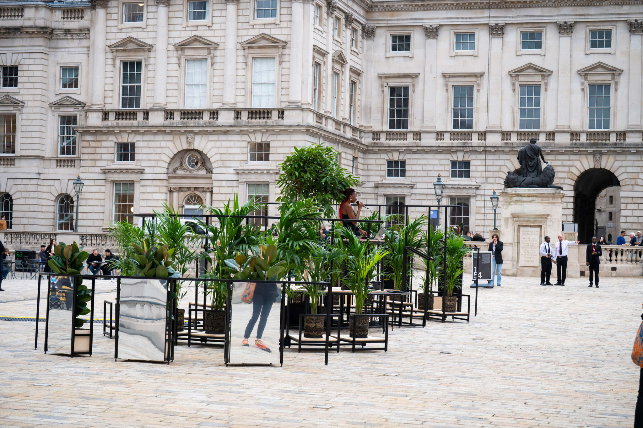 Earthworks, Wood, Steel, Plants, SoilInstallation view at Somerset House, London, 2025