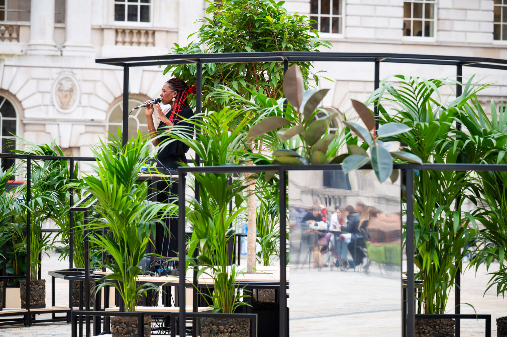 Earthworks, Wood, Steel, Plants, SoilInstallation view at Somerset House, London, 2025