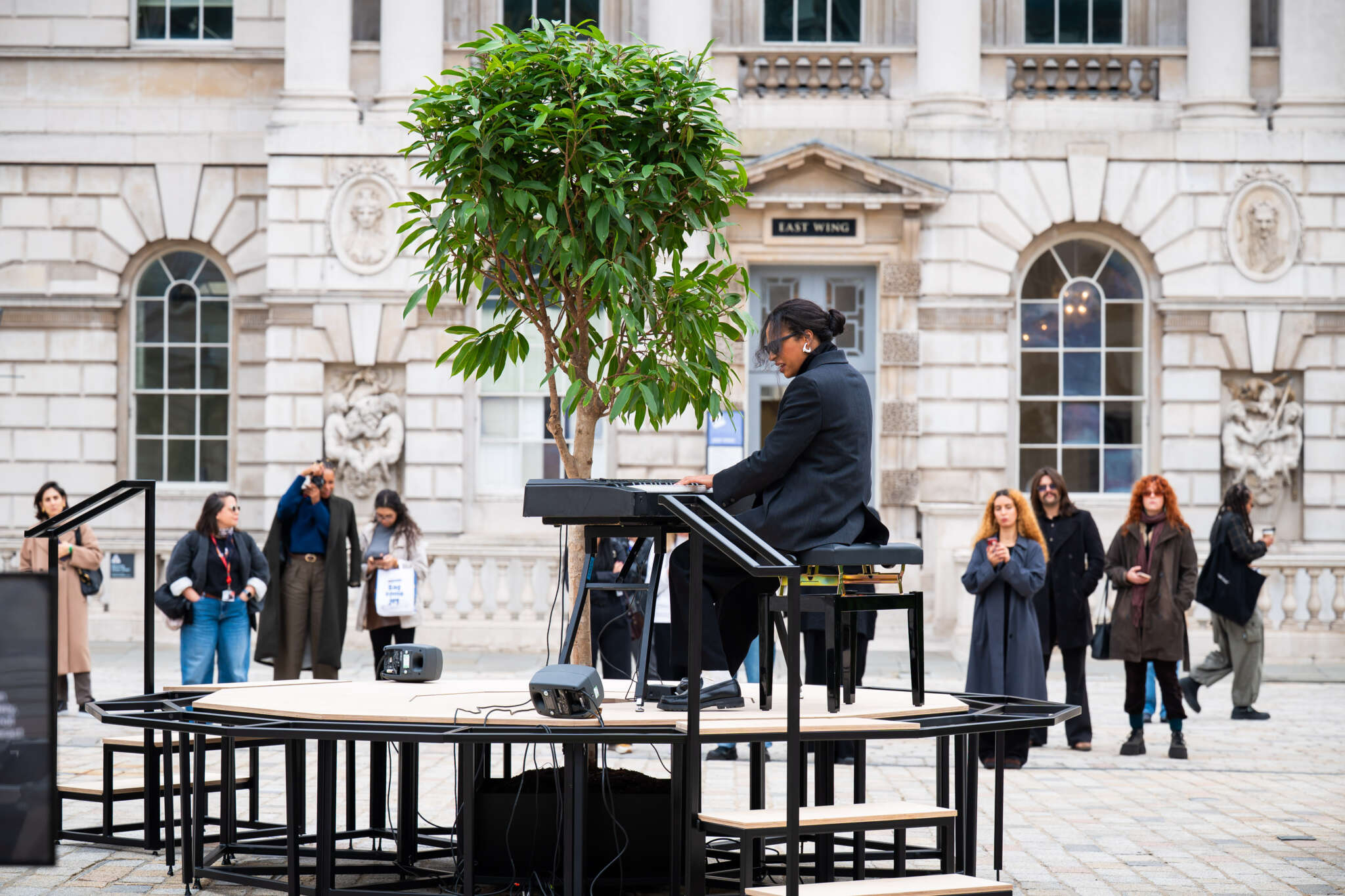 Earthworks, Wood, Steel, Plants, SoilInstallation view at Somerset House, London, 2025